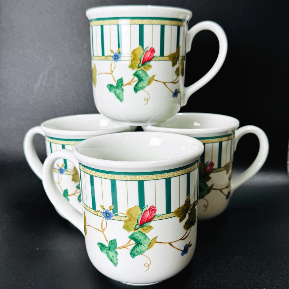 Lenox Casual Images Summer Terrace Coffee Mugs Set of 4 Floral Ivy Japan Cups